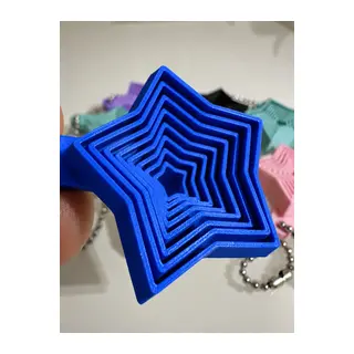 3D Baskı Yıldız Fidget Anahtarlık - Hareketli Stres Oyuncağı ve Çanta Aksesuarı-Mavi