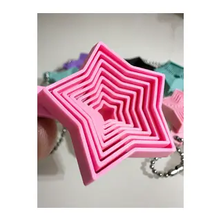 3D Baskı Yıldız Fidget Anahtarlık - Hareketli Stres Oyuncağı ve Çanta Aksesuarı-Pembe