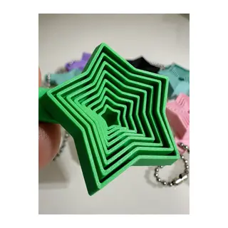 3D Baskı Yıldız Fidget Anahtarlık - Hareketli Stres Oyuncağı ve Çanta Aksesuarı-Yeşil