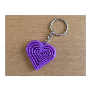 3D Baskı Kalp Fidget Anahtarlık - Hareketli Stres Oyuncağı ve Çanta Süsü-Mor