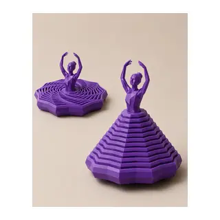 3D Baskı Balerin Figürlü Fidget Oyuncak - Hareketli Optik İllüzyon Masa Dekoru-Mor