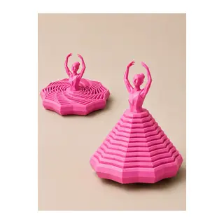 3D Baskı Balerin Figürlü Fidget Oyuncak - Hareketli Optik İllüzyon Masa Dekoru-Pembe