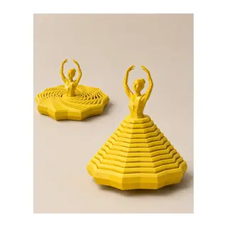 3D Baskı Balerin Figürlü Fidget Oyuncak - Hareketli Optik İllüzyon Masa Dekoru-Sarı
