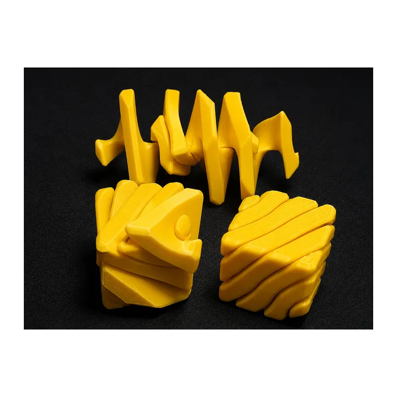 3D Baskı Fidget Puzzle Küp - Hareketli Dönüşebilen Stres Giderici Zeka Oyuncağı, Masaüstü Fidget Küp-Sarı