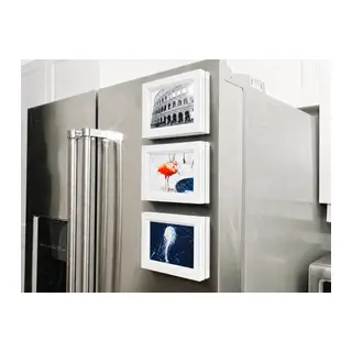 3D Baskı 3lü Magnet Fotoğraf Çerçevesi Seti - Buzdolabı İçin Mini Manyetik Resim Çerçevesi, Dekoratif Magnet-Beyaz