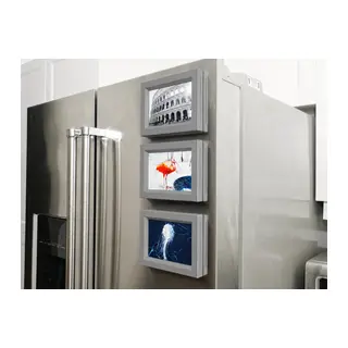 3D Baskı 3lü Magnet Fotoğraf Çerçevesi Seti - Buzdolabı İçin Mini Manyetik Resim Çerçevesi, Dekoratif Magnet-Gri