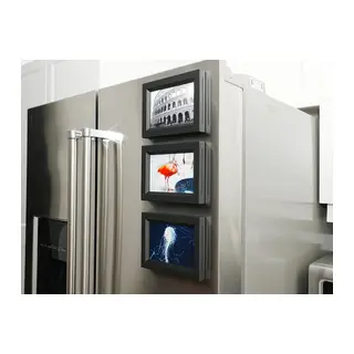 3D Baskı 3lü Magnet Fotoğraf Çerçevesi Seti - Buzdolabı İçin Mini Manyetik Resim Çerçevesi, Dekoratif Magnet-Siyah