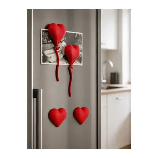 3D Baskı 4lü Kalp Balon Magnet Seti - Dekoratif Buzdolabı Magneti, Fotoğraf ve Not Tutucu