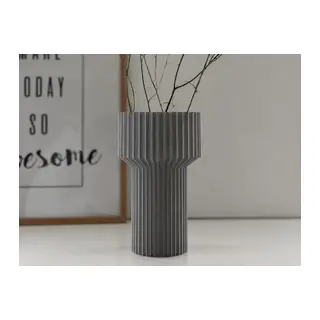 3D Baskı Modern Dekoratif Çiçek Vazosu - Minimal Silindir Tasarımlı Masaüstü Vazo, Ev ve Ofis Dekoru-Gri