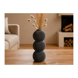 3D Baskı Modern 3 Küre Dekoratif Vazo - Minimal Çiçek Vazosu, Masaüstü Ev ve Ofis Dekoru-Gri