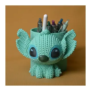 3D Baskı Knitted Kalemlik - Sevimli Karakterli Masaüstü Kalem Organizeri-Mint
