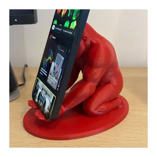 3D Baskı Goril Telefon Tutucu - Kaslı Goril Masaüstü Telefon Standı-Kırmızı
