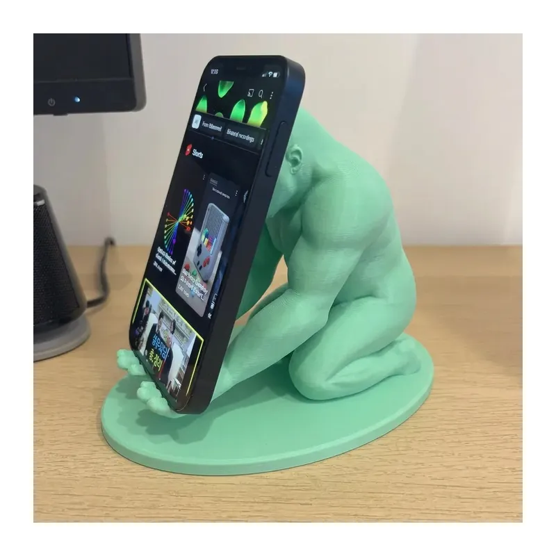 3D Baskı Goril Telefon Tutucu - Kaslı Goril Masaüstü Telefon Standı-Mint