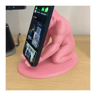 3D Baskı Goril Telefon Tutucu - Kaslı Goril Masaüstü Telefon Standı-Pembe