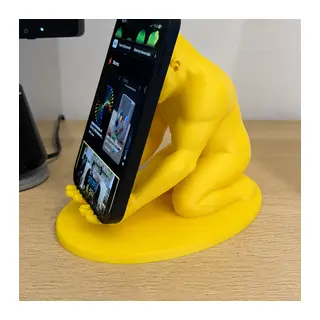 3D Baskı Goril Telefon Tutucu - Kaslı Goril Masaüstü Telefon Standı-Sarı