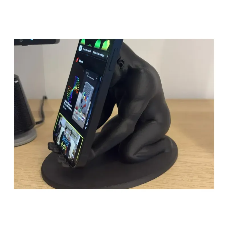 3D Baskı Goril Telefon Tutucu - Kaslı Goril Masaüstü Telefon Standı-Siyah