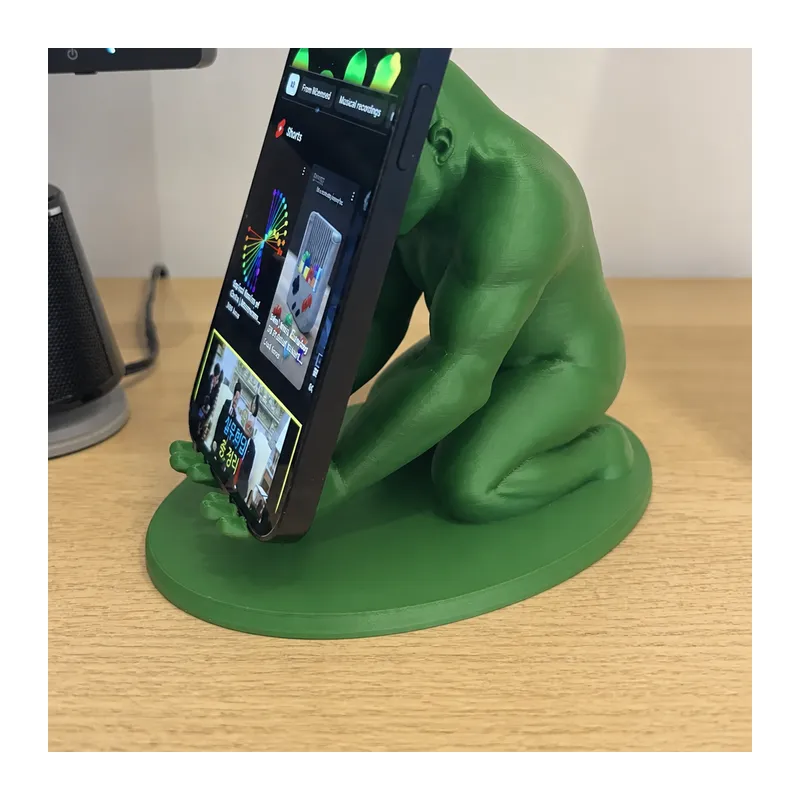 3D Baskı Goril Telefon Tutucu - Kaslı Goril Masaüstü Telefon Standı-Yeşil