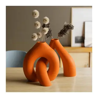 3D Baskı Interlocking Vazo - İç İçe Geçen Dekoratif Vazo-Turuncu