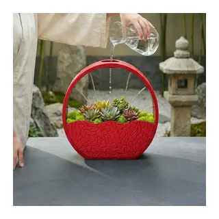 3D Baskı Self-Watering Planter - Kendi Kendini Sulayan Saksı-Kırmızı