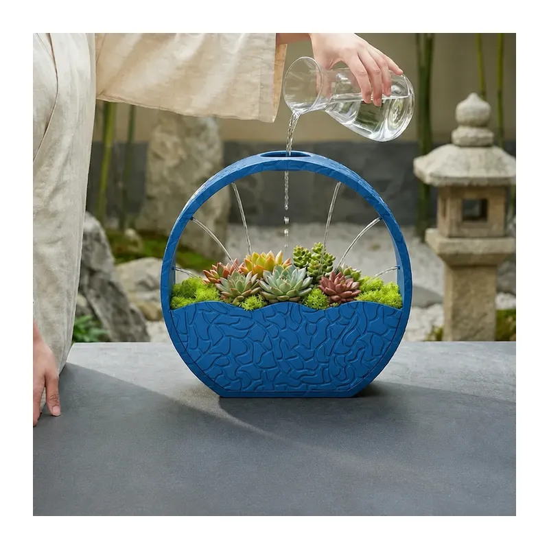 3D Baskı Self-Watering Planter - Kendi Kendini Sulayan Saksı-Mavi