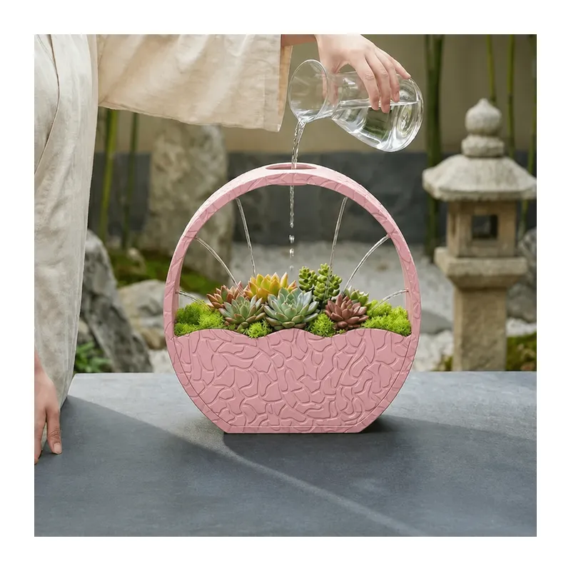 3D Baskı Self-Watering Planter - Kendi Kendini Sulayan Saksı-Pembe