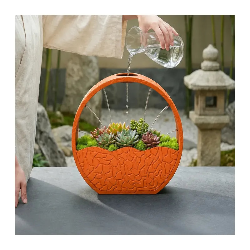3D Baskı Self-Watering Planter - Kendi Kendini Sulayan Saksı-Turuncu