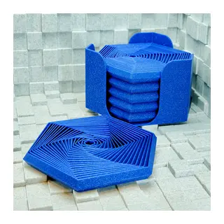 3D Baskı Super Fidget Coaster Seti - Altıgen Desenli Bardak Altlığı ve Tutucu-Mavi
