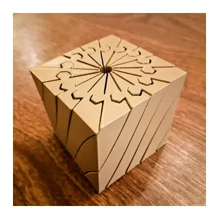 3D Baskı Twisting Küp - Mekanik Dönen Bulmaca Küpü-Bej