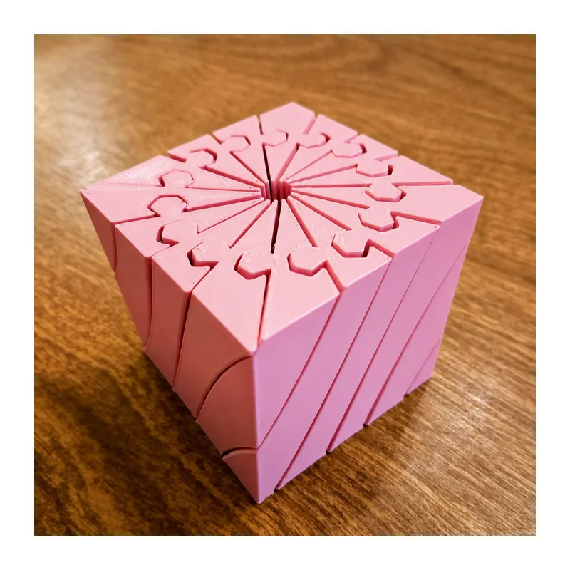 3D Baskı Twisting Küp - Mekanik Dönen Bulmaca Küpü-Pembe