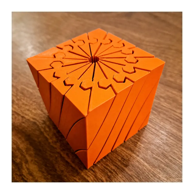 3D Baskı Twisting Küp - Mekanik Dönen Bulmaca Küpü-Turuncu