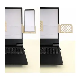 3D Baskı Monitor Telefon Tutucu - Petek Desenli Laptop Kenar Telefon Tutucu-Bej