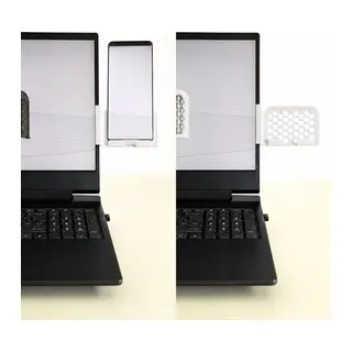 3D Baskı Monitor Telefon Tutucu - Petek Desenli Laptop Kenar Telefon Tutucu-Beyaz