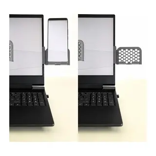 3D Baskı Monitor Telefon Tutucu - Petek Desenli Laptop Kenar Telefon Tutucu-Gri