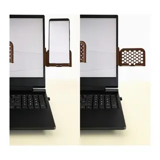 3D Baskı Monitor Telefon Tutucu - Petek Desenli Laptop Kenar Telefon Tutucu-Kahverengi
