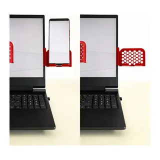 3D Baskı Monitor Telefon Tutucu - Petek Desenli Laptop Kenar Telefon Tutucu-Kırmızı