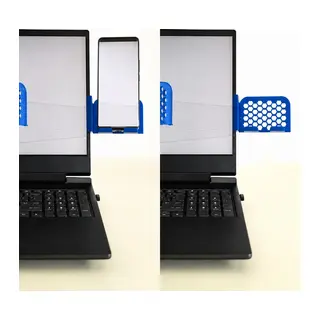 3D Baskı Monitor Telefon Tutucu - Petek Desenli Laptop Kenar Telefon Tutucu-Mavi