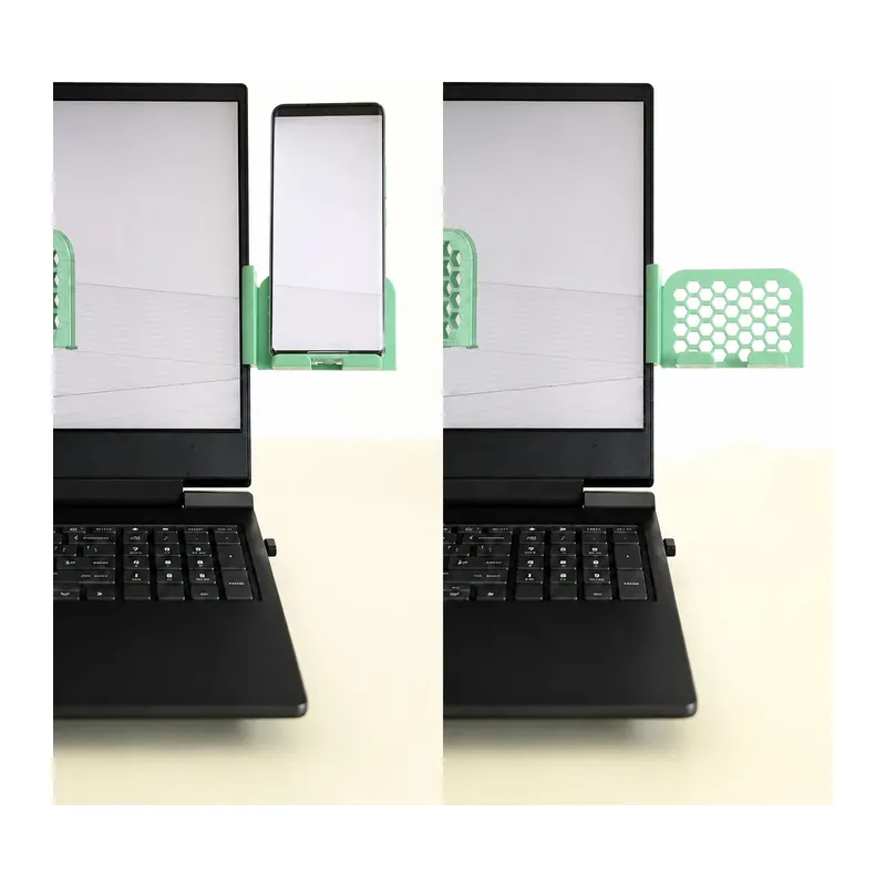 3D Baskı Monitor Telefon Tutucu - Petek Desenli Laptop Kenar Telefon Tutucu-Mint