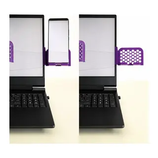 3D Baskı Monitor Telefon Tutucu - Petek Desenli Laptop Kenar Telefon Tutucu-Mor