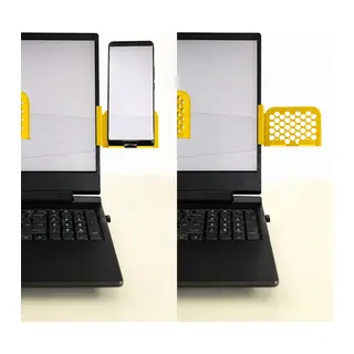 3D Baskı Monitor Telefon Tutucu - Petek Desenli Laptop Kenar Telefon Tutucu-Sarı