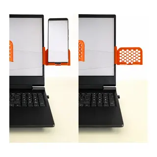 3D Baskı Monitor Telefon Tutucu - Petek Desenli Laptop Kenar Telefon Tutucu-Turuncu
