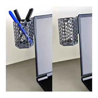 3D Baskı Monitor Kalemlik - Petek Desenli Laptop Kenar Altıgen Kalemlik-Gri