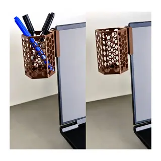 3D Baskı Monitor Kalemlik - Petek Desenli Laptop Kenar Altıgen Kalemlik-Kahverengi