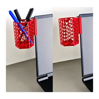 3D Baskı Monitor Kalemlik - Petek Desenli Laptop Kenar Altıgen Kalemlik-Kırmızı