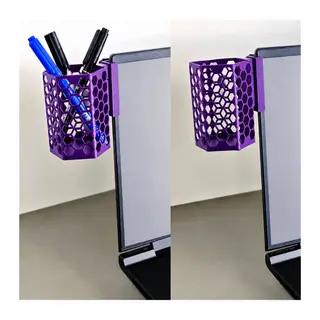 3D Baskı Monitor Kalemlik - Petek Desenli Laptop Kenar Altıgen Kalemlik-Mor