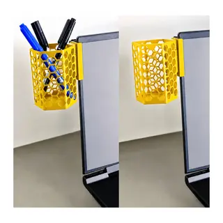 3D Baskı Monitor Kalemlik - Petek Desenli Laptop Kenar Altıgen Kalemlik-Sarı