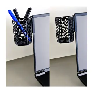 3D Baskı Monitor Kalemlik - Petek Desenli Laptop Kenar Altıgen Kalemlik-Siyah