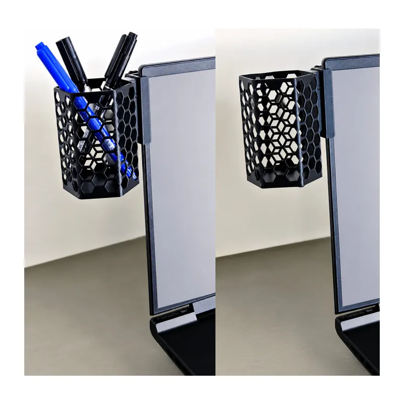 3D Baskı Monitor Kalemlik - Petek Desenli Laptop Kenar Altıgen Kalemlik-Siyah