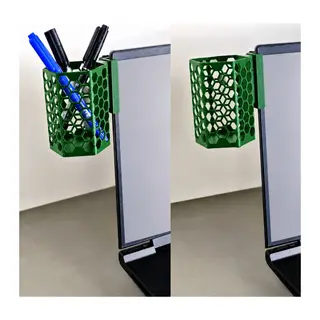3D Baskı Monitor Kalemlik - Petek Desenli Laptop Kenar Altıgen Kalemlik-Yeşil