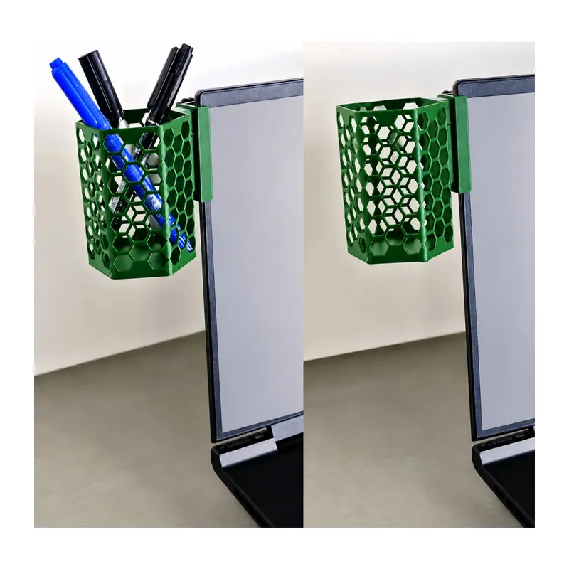 3D Baskı Monitor Kalemlik - Petek Desenli Laptop Kenar Altıgen Kalemlik-Yeşil