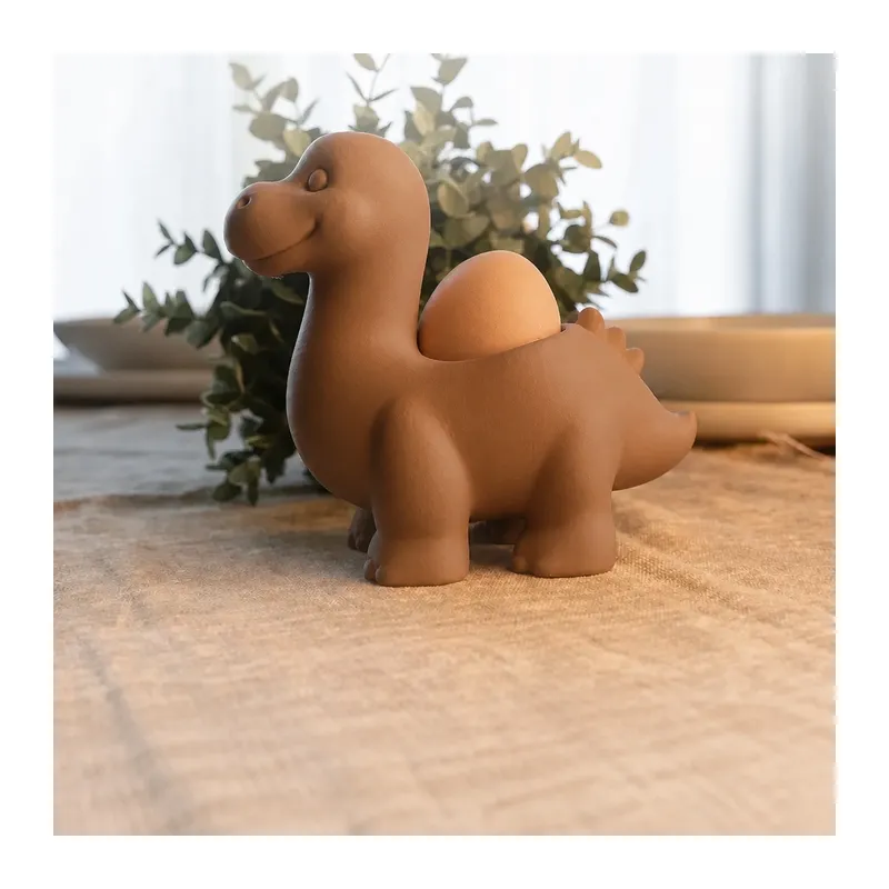3D Baskı Dinozor Yumurtalık - Sevimli Eggosaurus Yumurta Tutucu-Kahverengi